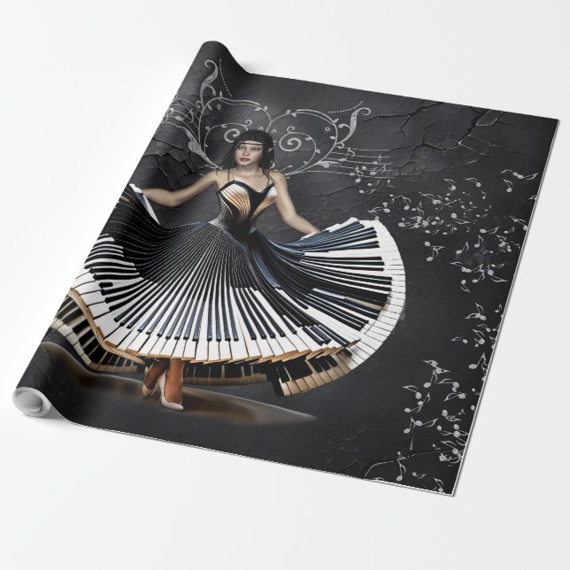 Papel De Presente Mulher dançante elegante (Desenrolado)