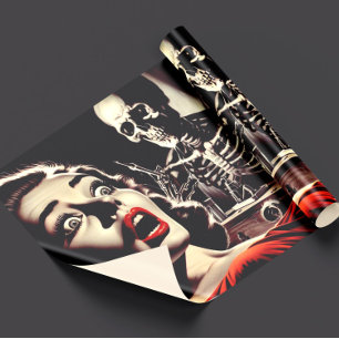 Papel De Presente Mulher de Terror Pulp Vintage