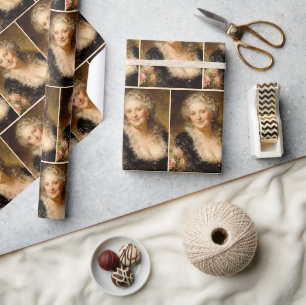 Papel De Presente Mulher Elegante Barroca em Vestido Decotado