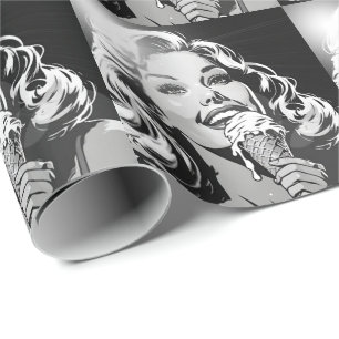 Papel De Presente Mulher Loira Aproveitando seu Sorvete