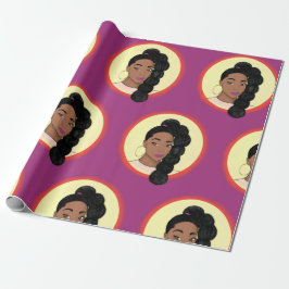 Papel De Presente Mulher Negra, Bela Brilhante, Puff Ponytail