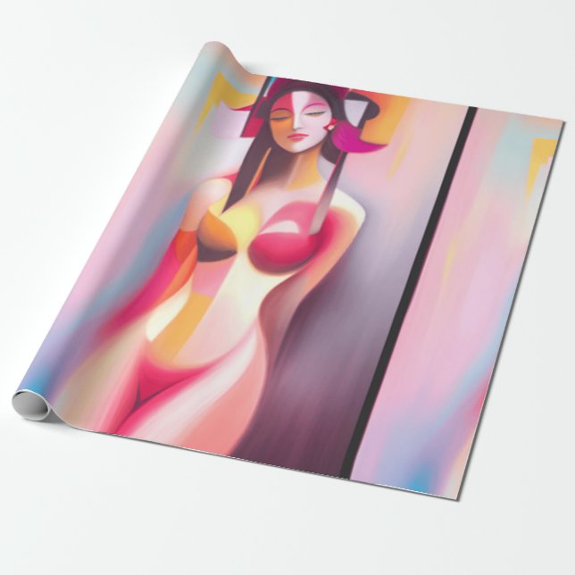 Papel De Presente Mulher Posando de Olhos Fechados Thunder_Cove (Desenrolado)