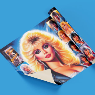 Papel De Presente Mulher Retrowave dos Anos 80