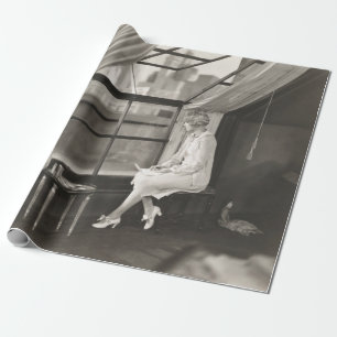 Papel De Presente Mulher triste olhando pela janela1940s, mulher, vi