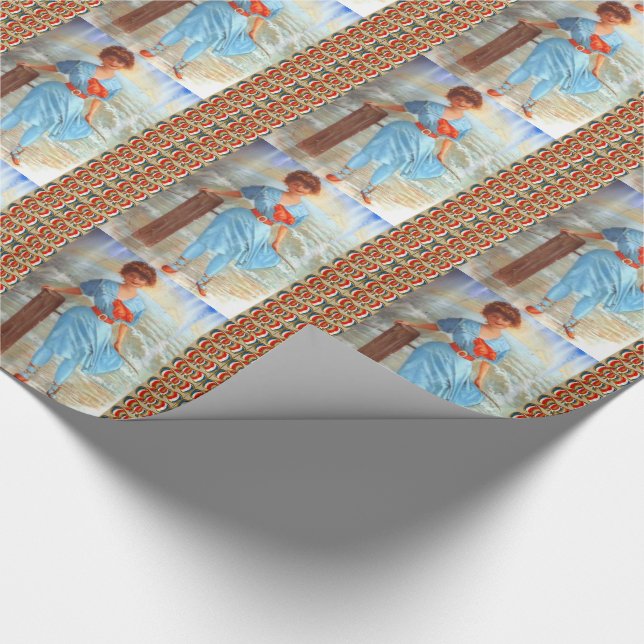 Papel De Presente Mulher vitoriana de 1890 na praia (Ponta)