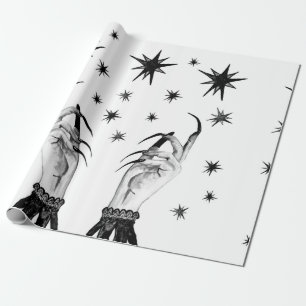 Papel De Presente Mulheres bruxas de fundo com estrelas, mãos bruxa