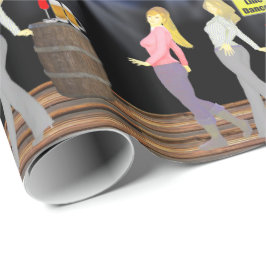 Papel De Presente Mulheres Dançando Linha Com Sinal De Cuidado