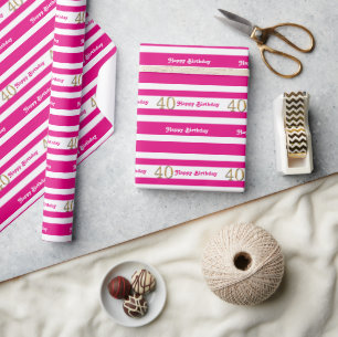 Papel De Presente Mulheres de ouro rosa-aniversário de 40 anos