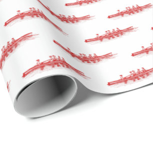 Papel De Presente Mulheres Vermelho Branco Remando Remadoras Equipe 