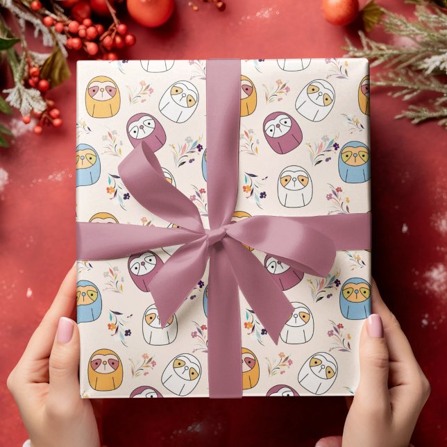 Papel De Presente Multcolor Sleepy Sloth (sleepy sloth birthday packing gift wrap,gift wrapping paper,return gift wrap paper,paper gift)