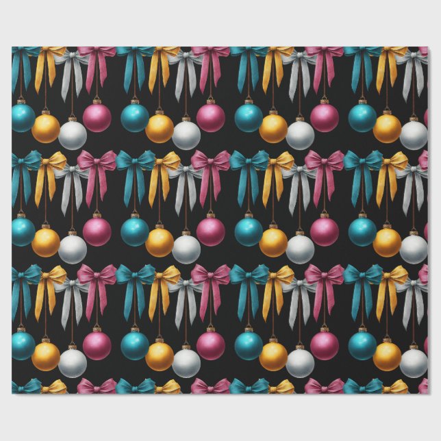 Papel De Presente Multi Color Christmas Bauble Ornament  (Aberto)
