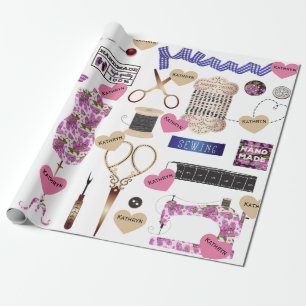 Papel De Presente Multi-Ocasião Sewing personalizada do vintage