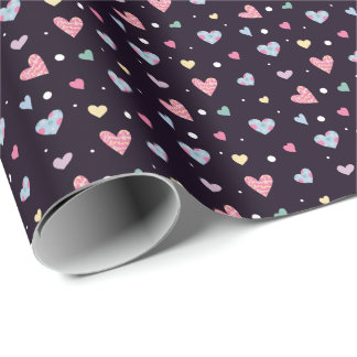 Papel De Presente Multicolored Hearts Pattern