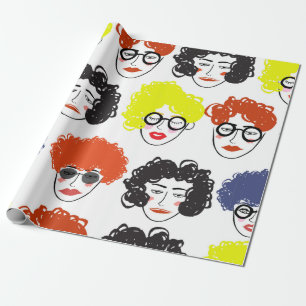 Papel De Presente Multidão de povos engraçados, fundo sem descontinu