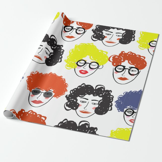 Papel De Presente Multidão de povos engraçados, fundo sem descontinu (Desenrolado)