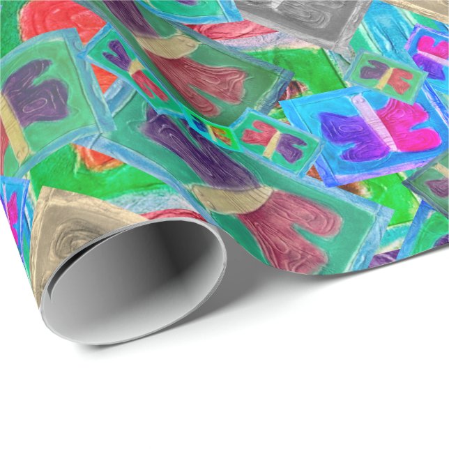 Papel De Presente Multidesafio da Borboleta Colorida | (Ponta do rolo)