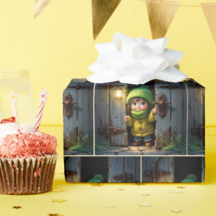 Papel De Presente Munchkin vestindo um chapéu de tricô e suéter