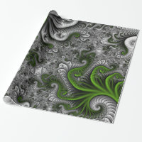 Mundo Fantástico Arte Fractal Abstrata Verde e Cin