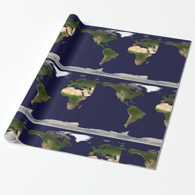 Papel De Presente Mundo Inteiro - Planeta Terra (Desenrolado)