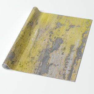 Papel De Presente Muro de betão de cinza velha com tinta amarela des