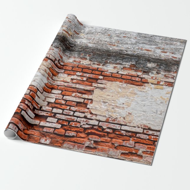 Papel De Presente  muro de tijolos na estrada abandonada, abstrato,  (Desenrolado)