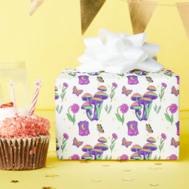 Papel De Presente Mushroom Tarot Vibrant Psychedelic Esoteric