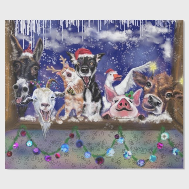 Papel De Presente Música de Natal - Festa Animal (Aberto)