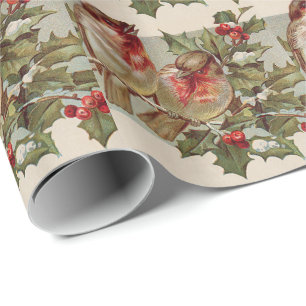 Papel De Presente Música de Pássaro de Natal Azevinho Neve