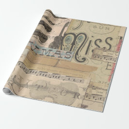 Papel De Presente Música de Vintage nota violino de violão