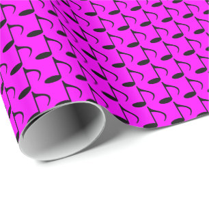 Papel De Presente Música Oitavas Notas Pretas em Rosa