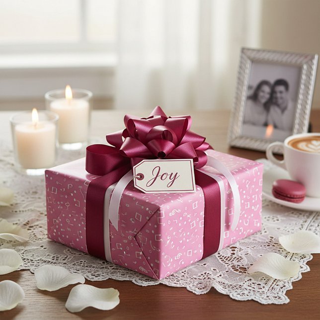 Papel De Presente Musical Branco com cor de fundo personalizada (Criador carregado)