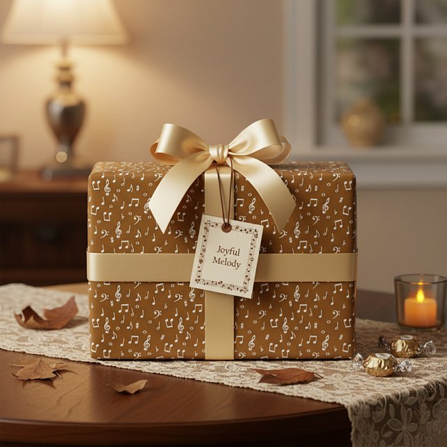 Papel De Presente Musical branco com cor de fundo personalizada (Criador carregado)