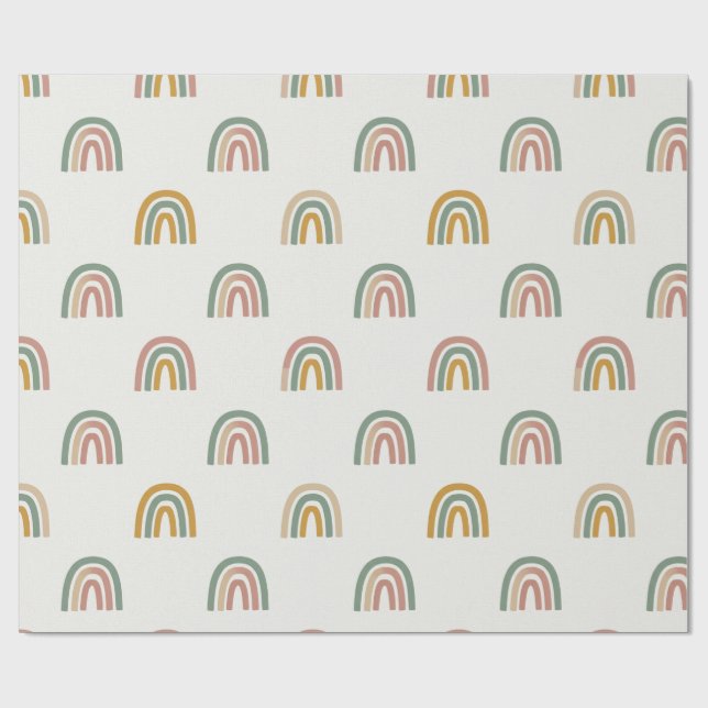 Papel De Presente Muted boho rainbow scandi pattern  (Aberto)