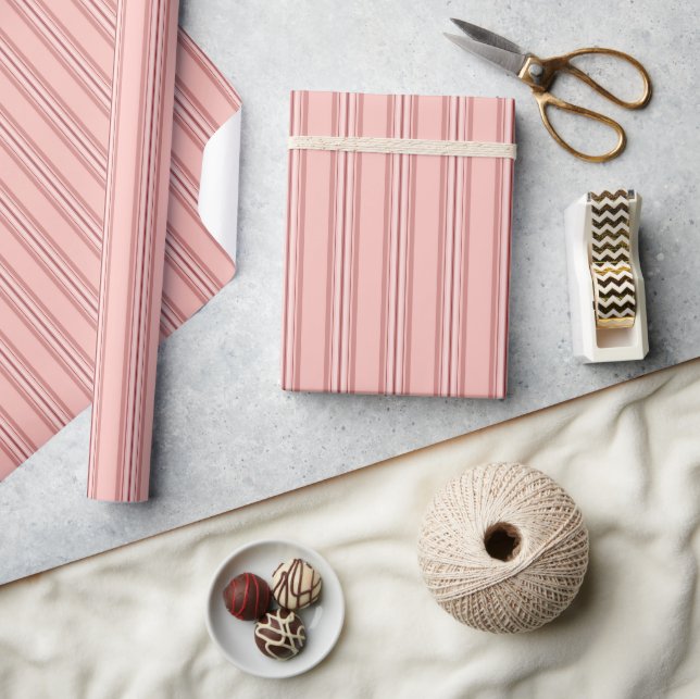 Papel De Presente Muted Pink Stripes Classic (Artesanato)