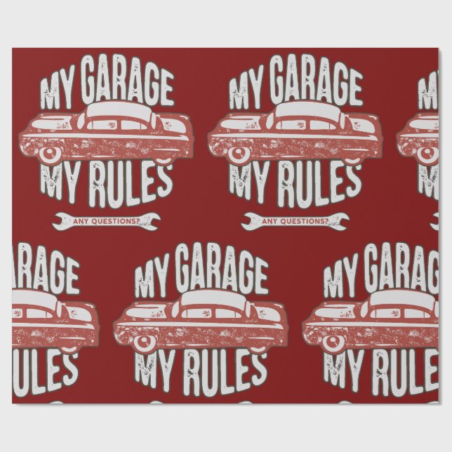 Papel De Presente My Rules Classic Red Car Retro Mechanic (Aberto)
