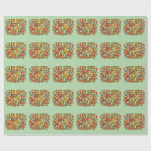 Papel De Presente Na Minha Era de Mamãe Soft Design Floral Retro Gro