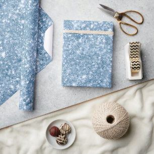 Papel De Presente Na moda Baby Blue Shimmer Glam Patterno