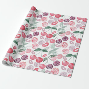 Papel De Presente Na moda de fruta de cereja vermelha