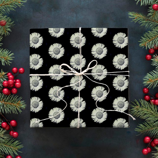 Papel De Presente Na moda de padrão moderno preto e branco de margar (Criador carregado)