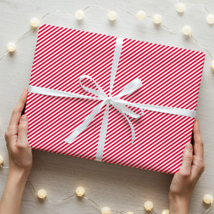 Papel De Presente Na moda Diagonal Estreita Vermelho Estimulado