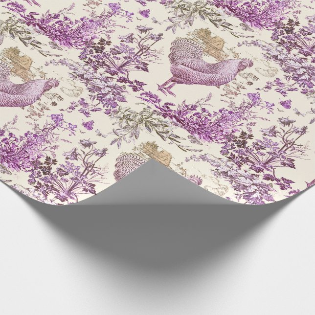 Papel De Presente Na moda Elegante Rooster Roxo (Ponta)