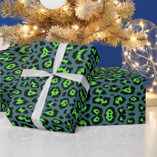 Papel De Presente Na moda-leopardo impressão neon verde-teta