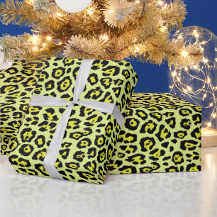 Papel De Presente Na moda-leopardo-néon-cartreuse verde