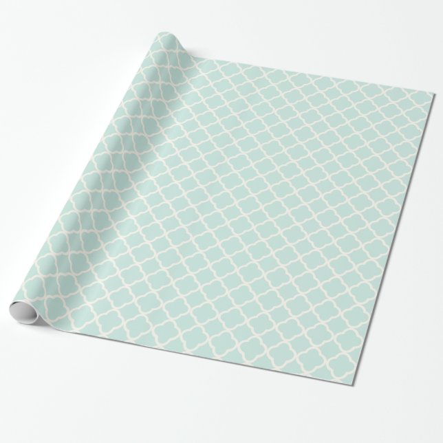 Papel De Presente Na moda Modern Ivory Quatrefoil Pattern Wedding (Desenrolado)
