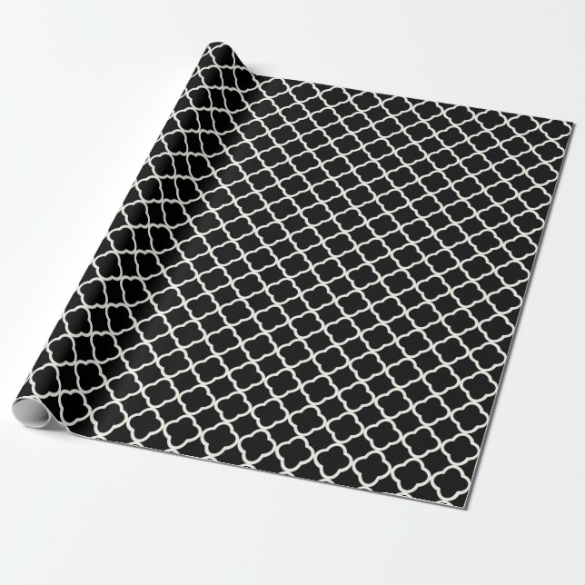 Papel De Presente Na moda Modern Ivory Quatrefoil Pattern Wedding (Desenrolado)