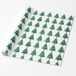 Papel De Presente Na moda moderna da árvore de Natal