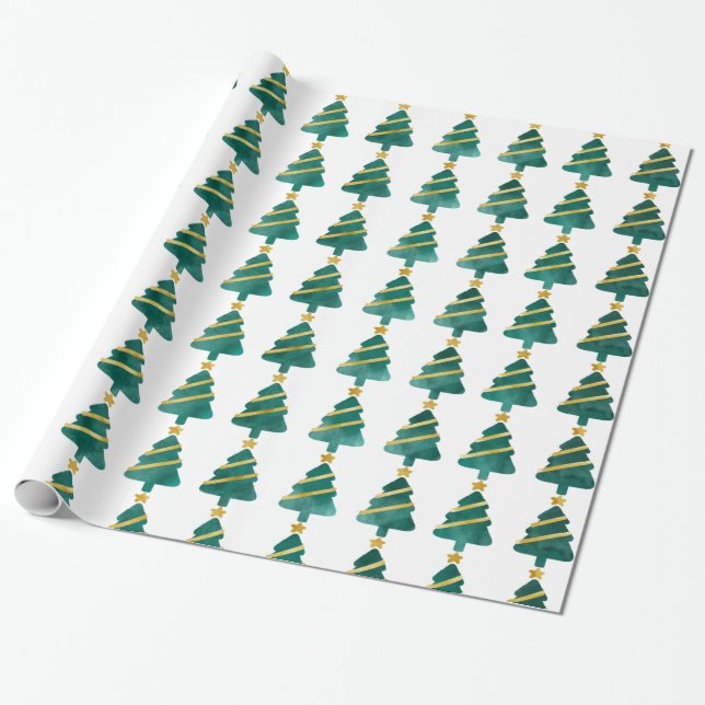 Papel De Presente Na moda moderna da árvore de Natal (Desenrolado)