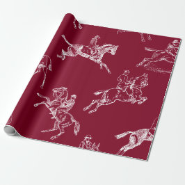Papel De Presente Na moda Moderno Burgundy Horseback Toile