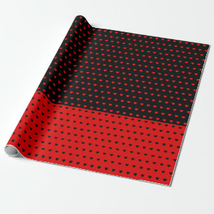 Papel De Presente Na moda Red Heart Pattern On Black And Vice Versa