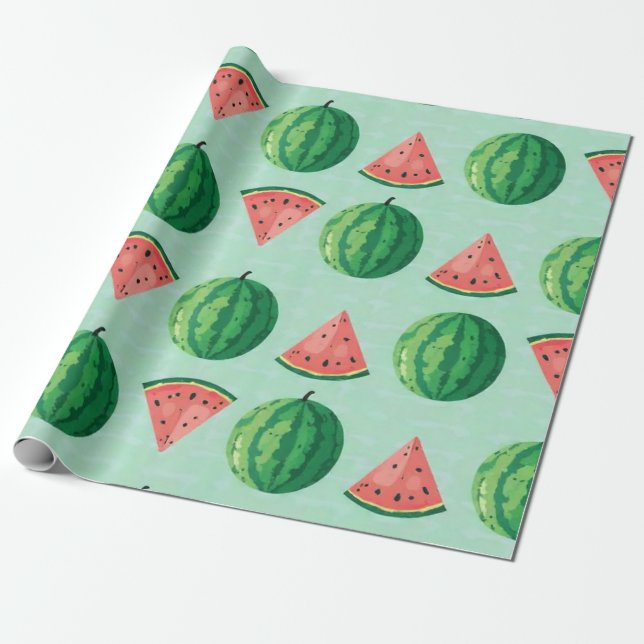 Papel De Presente Na moda Trendy Watercolor Melancia (Desenrolado)